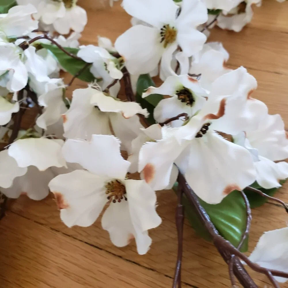 2 White Faux Floral Garland Strands 70